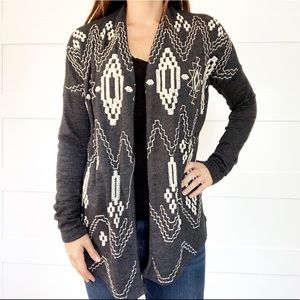 Lucky Brand Navajo Embroidered Cardigan Sweater